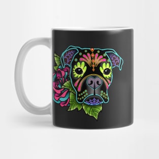 Boxer in Black - Day of the Dead Sugar Skull Dog Mug